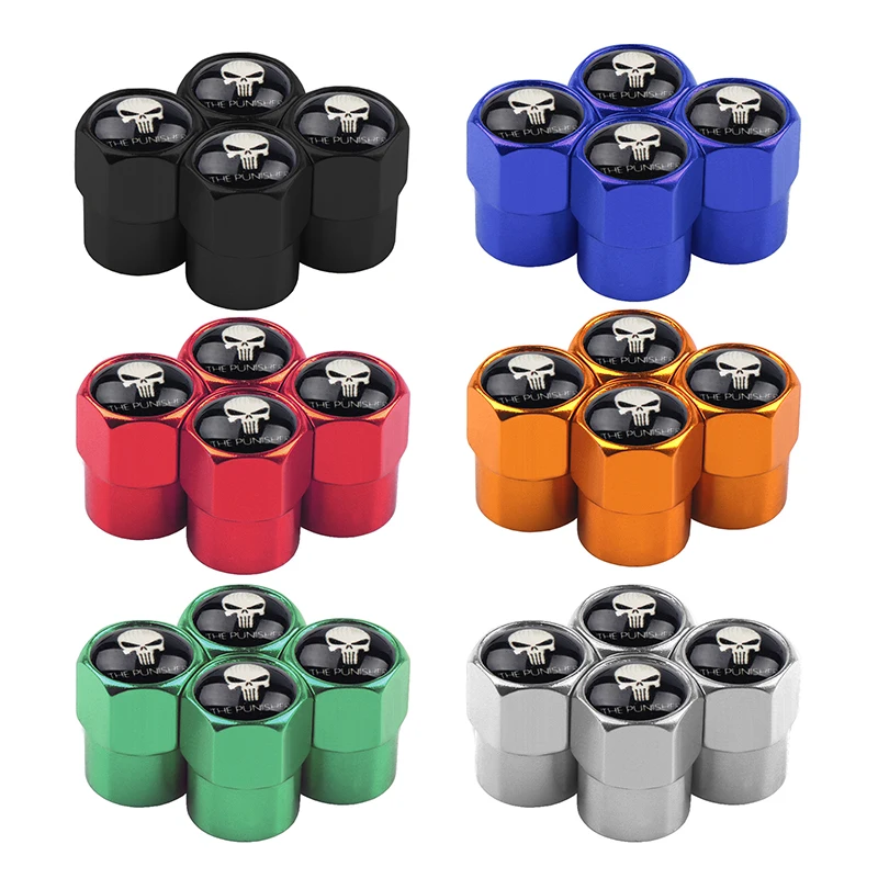 

5pcs Car THE Punisher Skull Badge Wheel Tire Valve Cap Auto Tyre Dust Cap for bmw lada audi skoda mazda toyota car styling