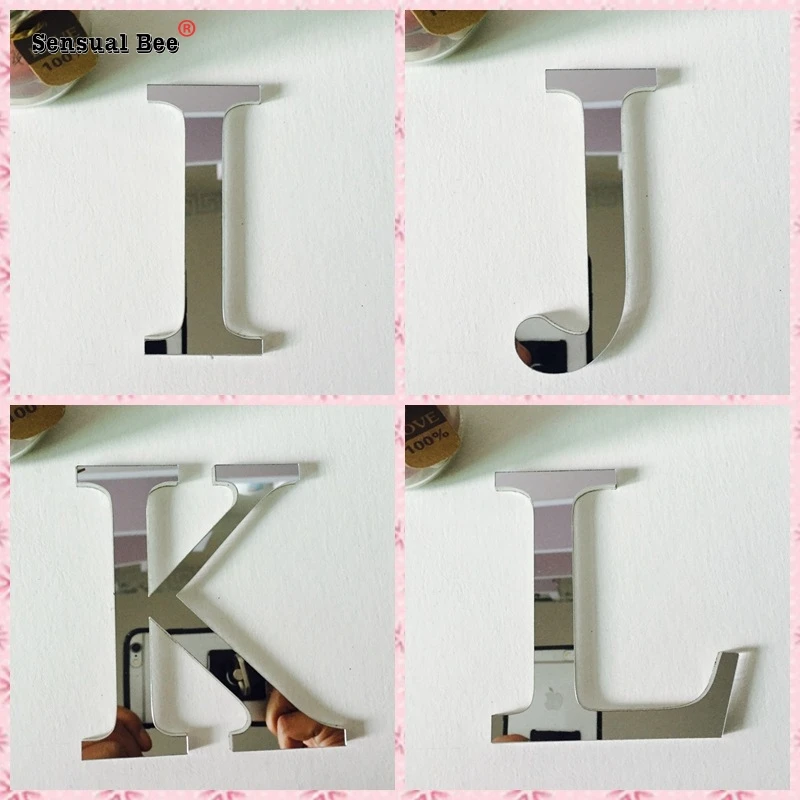 English Letters Acrylic Mirror Surface Wall Sticker 3D Silver Alphabet Poster Bedroom Festival Party Decoration DIY Art Mural