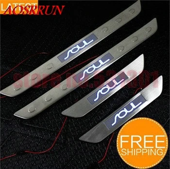 

for LED Stainless Steel Door Sill Scuff Plate for KIA SOUL 2011 2012 2013 car accessories car-styling for