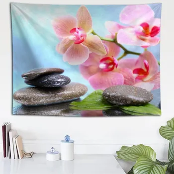 

Custom Flower and Stone Wall Cloth Hanging Tapestry Wedding Party Gift Bedspread Beach Towel Yoga Picnic Mat 140X200cm