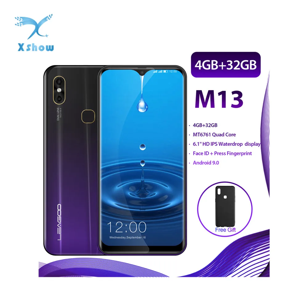 Смартфон LEAGOO M13 100% оригинальный Android 9 0 19:9 6 1 дюйма 4 Гб 32 ГБ MT6761 четырёхъядерный