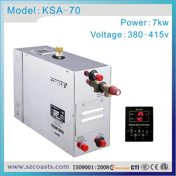 Steam room use 3 24kw stainless steel steam generator automatic drain