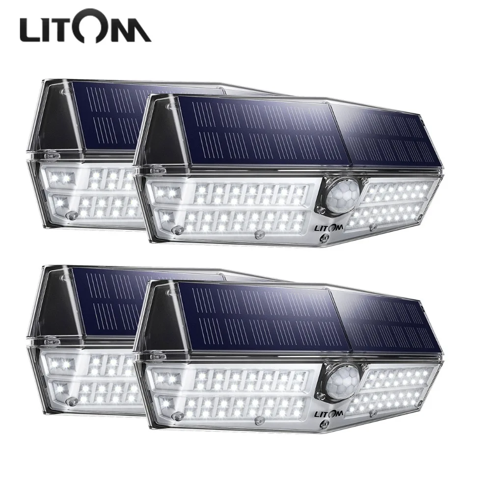 

Litom CD175 3 Adjustable Light Modes 66 LED Bright Solar Powered Outdoor Lights IP66 Waterproof For Garden Outdoor Yard Patio