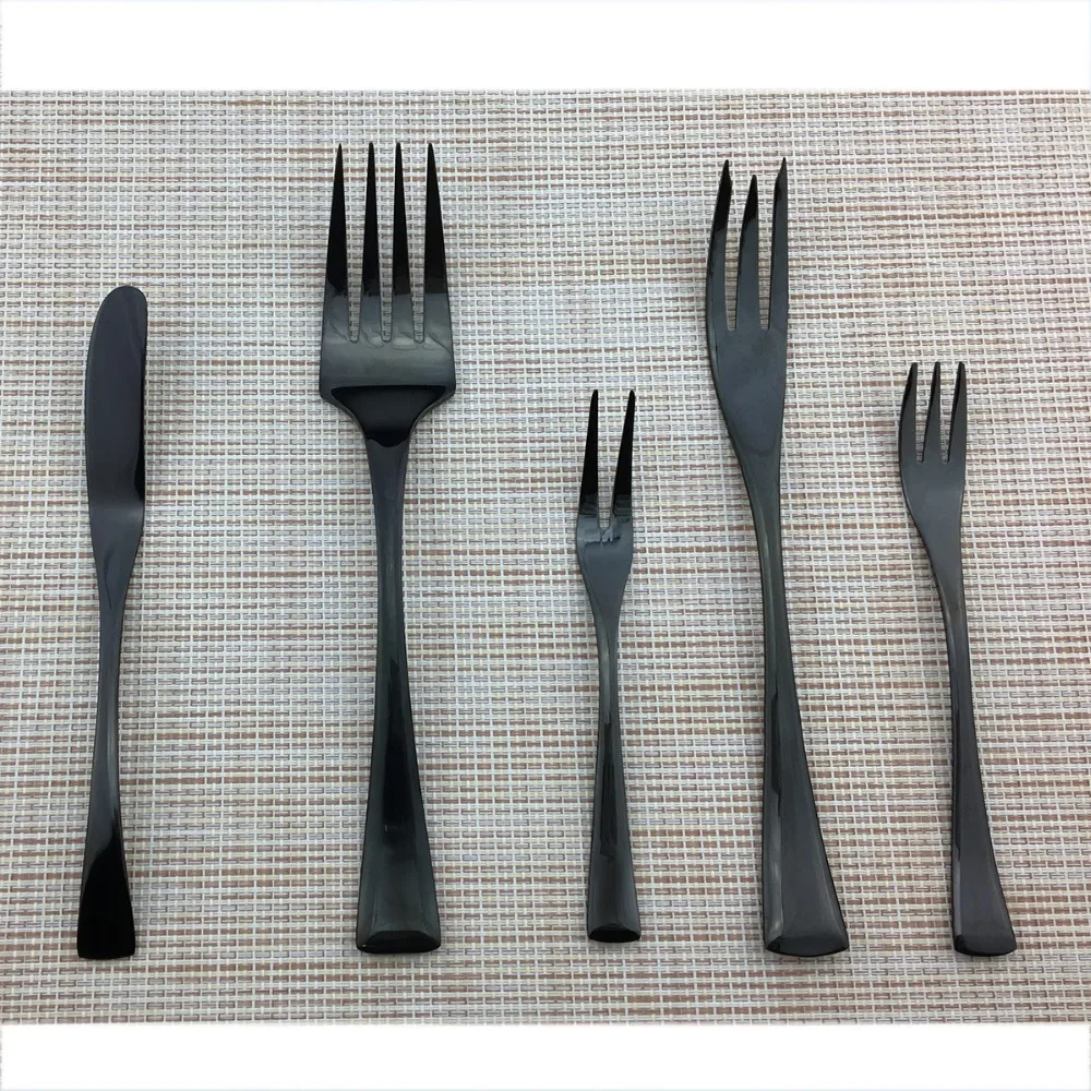 JANKNG 1-Piece Black Cutlery Set 18/10 Stainless Steel Western Silverware Food Tableware Sets Fork Steak Butter Knife Dinnerware cutlery set western style cutlery set stainless steel cutlery set