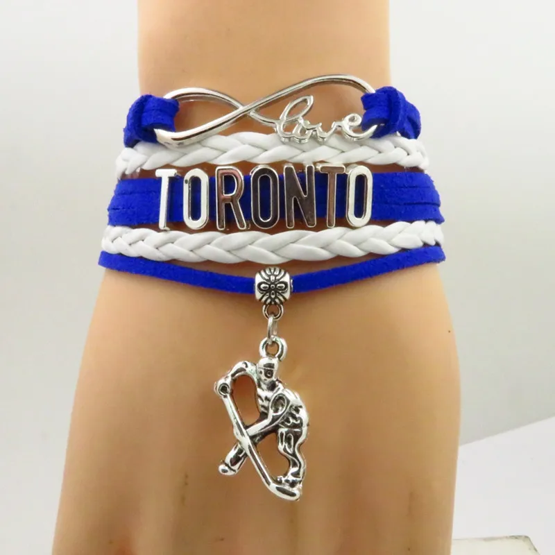fashion toronto bracelet hockey charm leather bracelets & bangles for