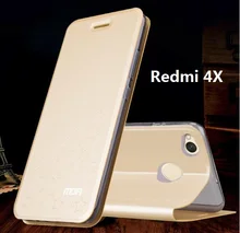 Для Xiaomi Redmi 4X Дело MOFI original звезд Redmi 4x Чехол Кожаный Filp задняя крышка 4×5.0 Стенд Coque принципиально дом