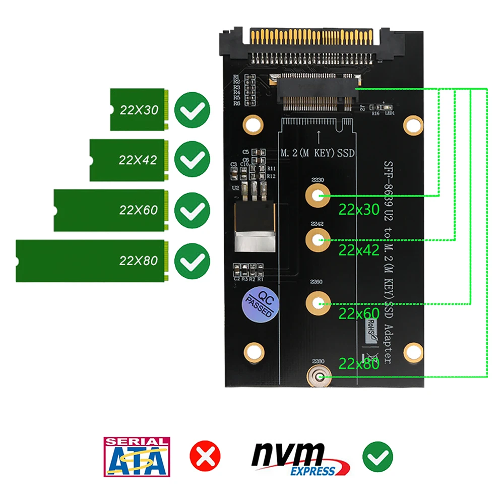 NVME M.2 SSD M ключ к адаптеру U.2 с M.2 SSD охлаждение M2 NVME PCI-E SSD к PCI-Express 4x X16 U.2 SFF-8639 адаптер для компьютера