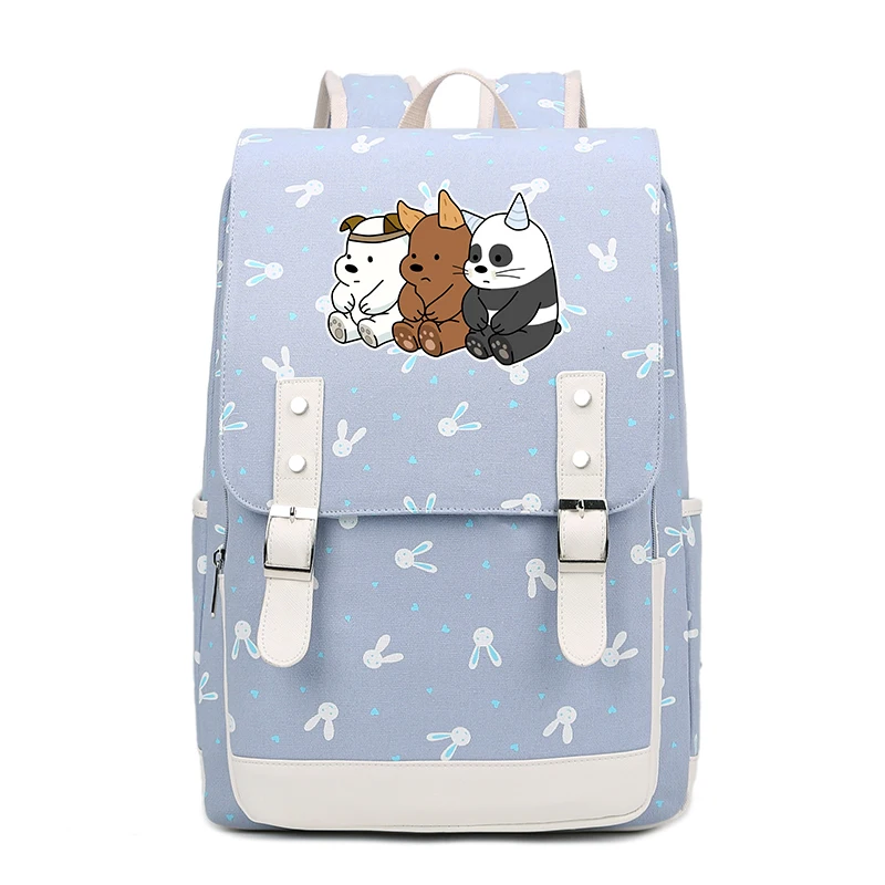 

We bare bears big capacity backpack canvas bags student Bags Grizzly Panda Ice Bear backpack shoulder bag kawaii girls FT