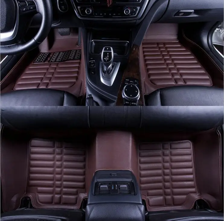 Car Accessories interior Leather floor mat , 3 D Car floor mats Custom fit Front/Rear Full Set Embroidery car-styling