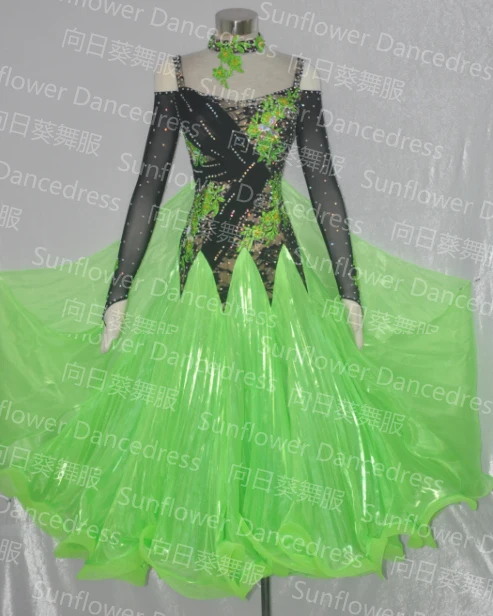 

Newest style High-end White Color Competition Ballroom Standard Dance Dress,Sunflower Dancedress