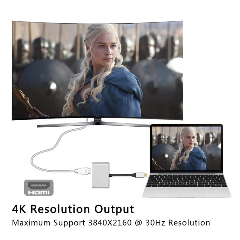 USB C к HDMI 4K VGA адаптер 3 1 type видео конвертеры для 2017 Новый Macbook Pro/Chromebook Pix| |