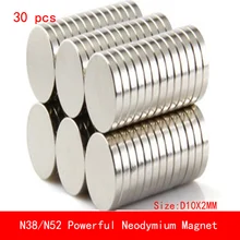 30 шт., 10x2 мм сильный магнит неодимовый круглый диск магнит 10*2 круглый N38 N52 неодимовый магнит новинка искусство творение соединение