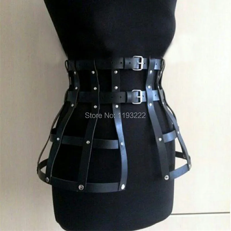 Женская кожаная юбка ручной работы с высокой талией ремни на бедра|leather harness body