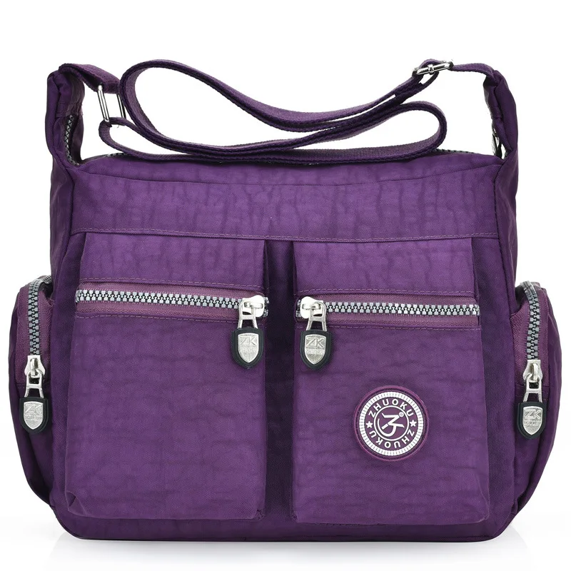 colore amp; Cerniera rosso azzurro Bag Donne Crossbody Spalla Di Moda Versatili Il Rosa blu viola Caldo Cielo Nero Delle 2018 Borse Nylon In Solidi Messenger Scuro Nuova Bq4Xw4