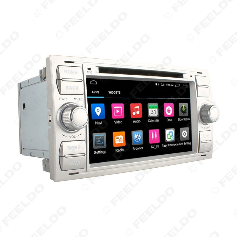 Perfect FEELDO 7" inch Silver Panel Android 6.0 Quad Core DDR3 2G/4G LTE Car DVD GPS Radio Head Unit For Ford Focus/Focus II/Galaxy 1