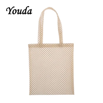

Youda Coffee Color Wavelet Point Flocking Mobile Shopping Bag Female Simple Mesh Gauze Shoulder Bags Ladies Handbag Fashion Tote