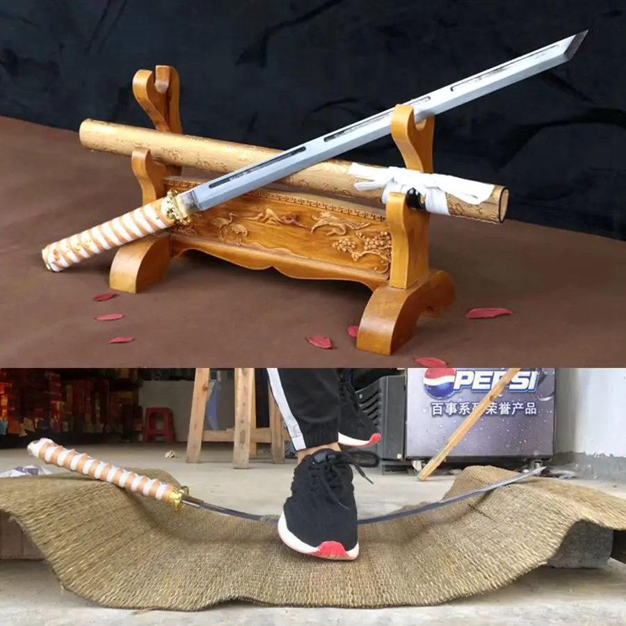 Высокое твердое весеннее стальное лезвие очень острое для битвы прямой нож японский меч ниндзя катана Самурай Косплей настоящие мечи