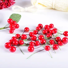 100 шт./лот, Рождественская елка, искусственный пенопласт, красный маленький шар, фруктовый цветок, букет, иностранный подарок, поддельные Цветочные Фрукты, ягоды, украшения
