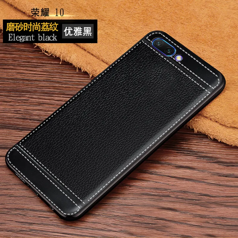 Силиконовый чехол личи кортекс для huawei honor 10 fundas hoesje lychee кожаный матовый мягкий из