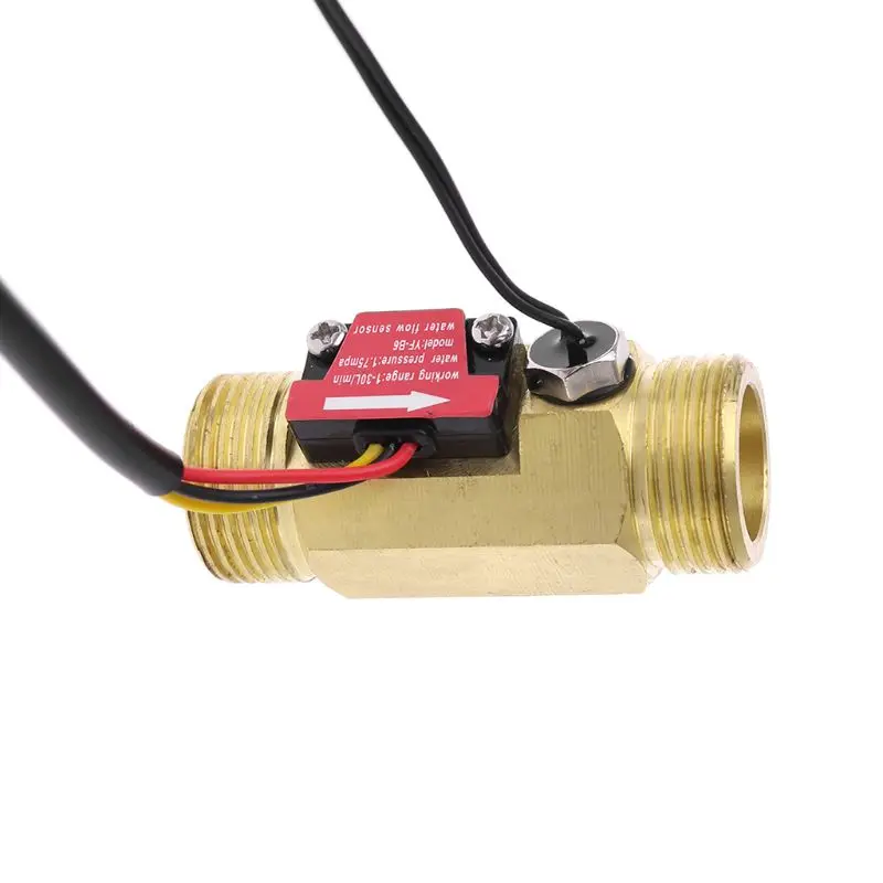 

G3/4" Flow Sensor Water Flow Switch With Temperature Detection For Turbine Liquid Sensor Copper Shell Hall Flow Meters