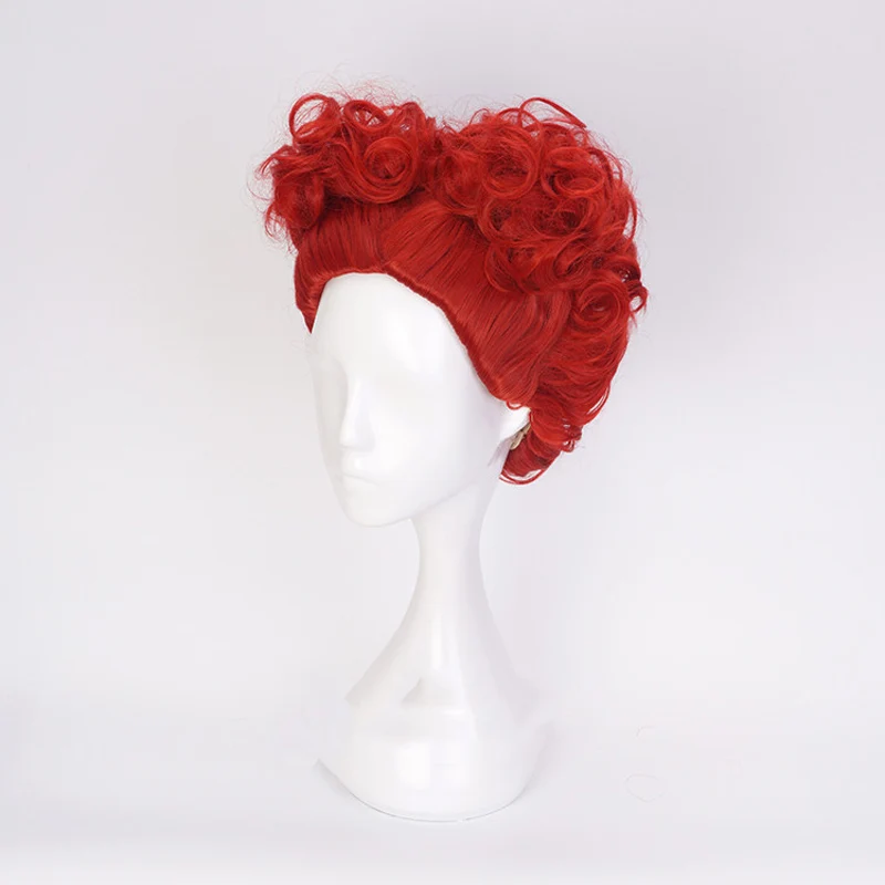 Хэллоуин Алиса в стране чудес Красная Королева Косплей парик ролевые игры королева сердца костюм красные волосы+ парик шапка