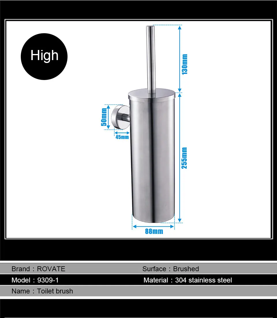 ROVATE держатели для туалетных щеток, 304 нержавеющая сталь, аксессуары для ванной комнаты, туалетная щетка для туалета