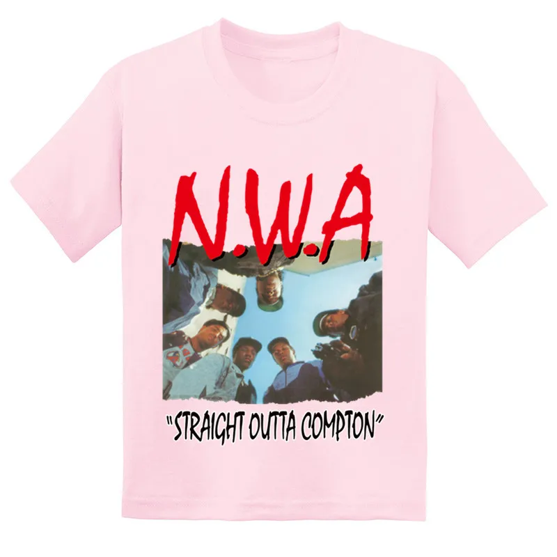 NWA Straight Outta Compton/Детская футболка с принтом, летняя Удобная хлопковая футболка для маленьких девочек, стильная одежда в стиле хип-хоп для мальчиков, GKT238 - Цвет: Pink-A-