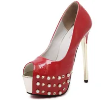 2016 frühling modelle 15 CM heels Nieten fischkopf einzelnen schuhe Hohe mit wasserdichte geldstrafe mit frauen schuhe