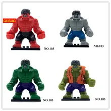 GUSUG 40 шт. Супер Герои Мстители 7 см Большой Красный Серый Зеленый Халк строительные блоки лучший подарок детские игрушки