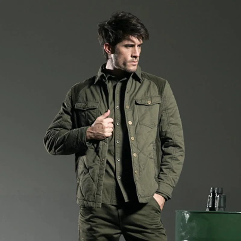 Freearmy брендовая мужская хлопковая стеганая теплая куртка зимняя Толстая куртка рубашка с длинным рукавом куртка-бомбер мужская стеганая куртка Ms-6082