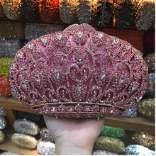 Женская красная/фиолетовая/Розовая вечерняя сумочка с кристаллами XIYUAN, роскошные клатчи на цепочке, мини-кошелек для невесты сумочки, дамская сумочка-браслет