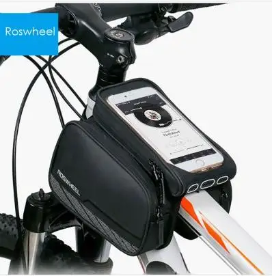 ROSWHEEL бренд 5,5 дюймов сенсорный экран велосипедный телефон сумка ПВХ окно двойные карманы черный открытый телефон сумка чехол - Цвет: SIZE L
