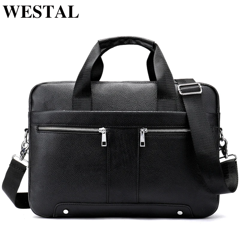 

WESTAL Messenger Bag Men's Shoulder Bags Man Genuine Leather Men Bag Black Crossbody Bags for Men leather Laptop Totes Handbags