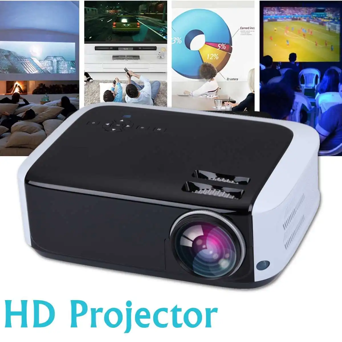

EU Plug WIFI 1080P LED Mini Projector 10000 lumens Proyector Remote Control LED Portable HD Beamer for Home Cinema