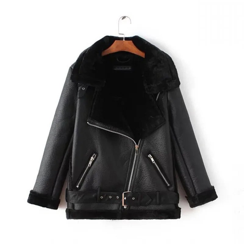Новая женская куртка, зимняя мотоциклетная кожаная куртка с флисом, Женская куртка размера плюс, Женская Осенняя зимняя куртка 9WT075 - Цвет: leather
