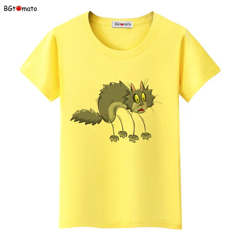 

New style creative T-shirts Personality printing cat tops Original brand clothes good quality summer tees for women
