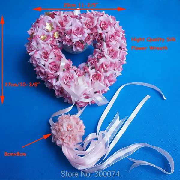 1pc Front Door Flower Wreath Heart Decorative Flowers & Wreaths Silk