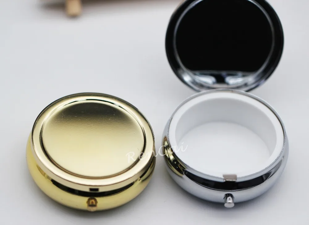 

Portable 42mm Round Pill Boxes Drug Holder Medicine Tablet Capsule Box Container Storage Travel Siver/Gold/Bronze 1pcs