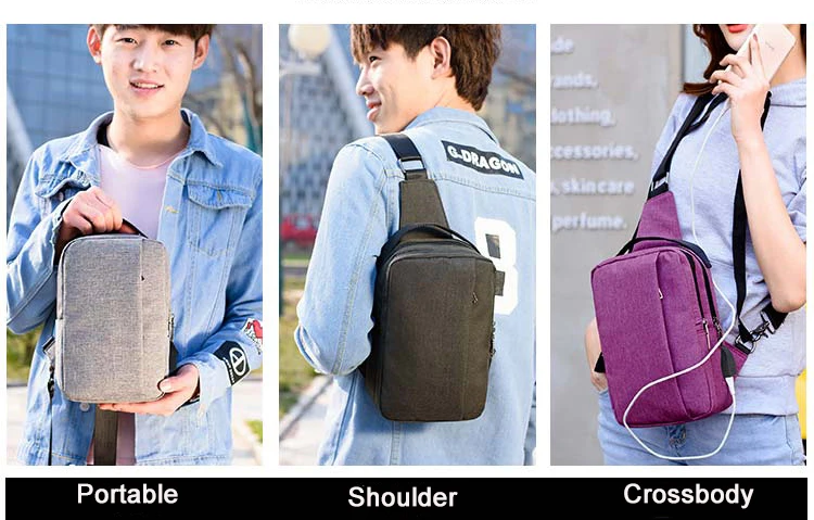 Мужские сумки-мессенджеры с плечевым ремнём, сумки на груди с защитой от кражи, унисекс, повседневные Внешние сумки с USB зарядкой, дорожные сумки
