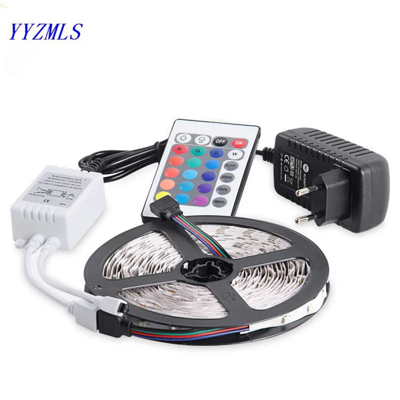 Cores com Controle Adaptador de Energia Luz de Tira Nova Rgb Led 3528smd 60led e s 5 m Luz Fita Flexível 16 Alterar Remoto ir Controlador 2a Dc12v