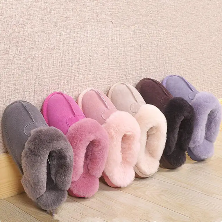 

High Quality Ug Australia Women Indoor Slippers Real Leather Winter Warm Home Shoes Brand Ivg Unisex Plus Size EU43 44 45