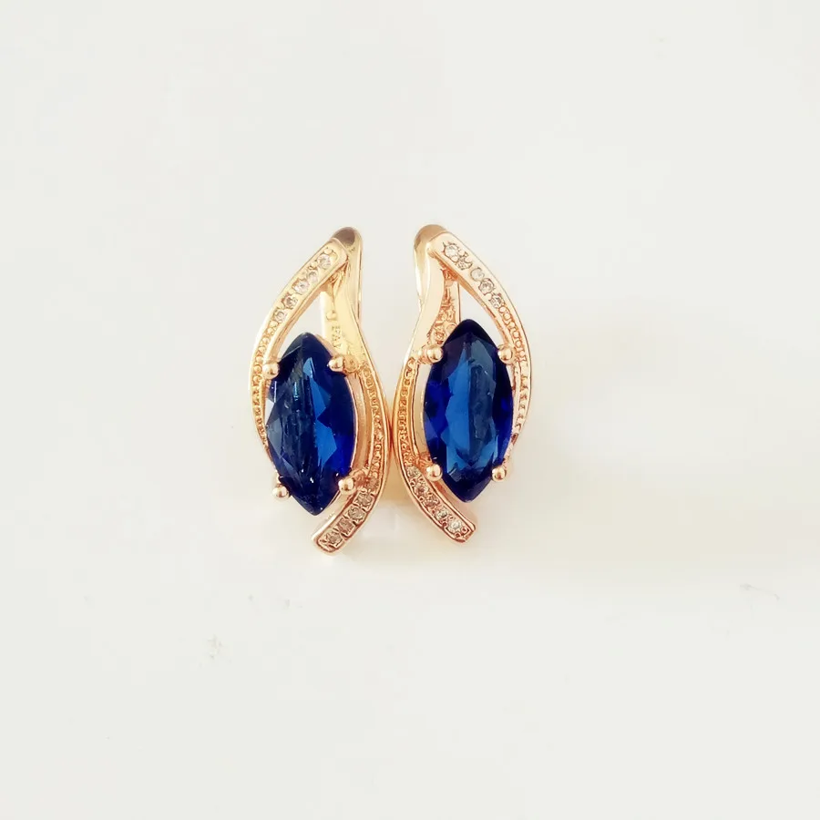 

Women Drop Earrings Jewelry Earrings Blue Stone Office Style Rose Gold 585 Color Jewelry Korean Earrings