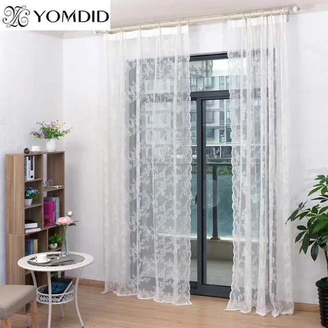 Lace Curtains Tulle Voile Insect Bed Canopy Netting Drape Lace Curtains Tulle Voile Insect Bed Canopy Netting Drape Panel Leaf Door Window Sheer White Curtain For Living Room