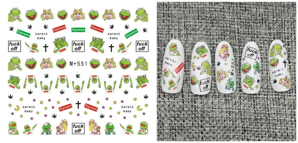 Новейшая 5 листов 15 Тип японский и корейский водяной знак наклейка для ногтей с персонажем мультфильма украшения для ногтей - Цвет: m551 5sheet