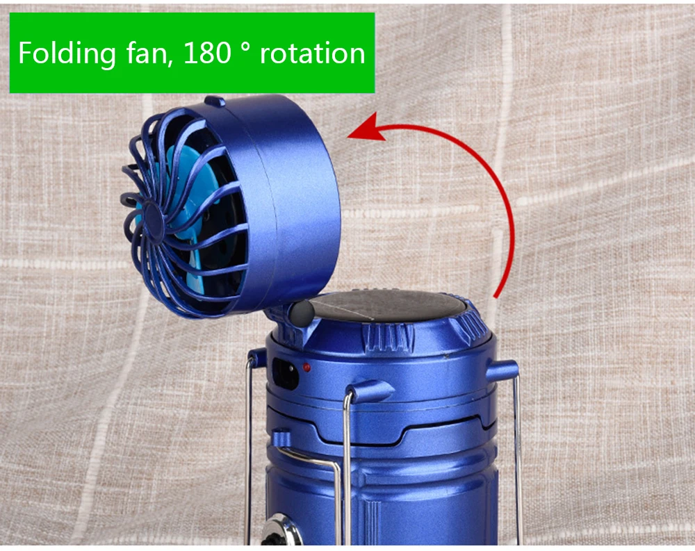 6 светодиодный s вентилятор на солнечных батареях, походный светильник, Многофункциональный складной светодиодный фонарь, уличный перезаряжаемый портативный светильник для палатки, подвесной светильник ing