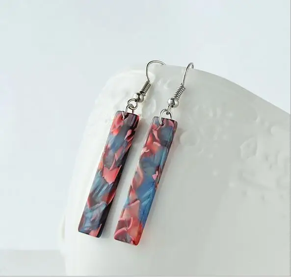 

simple style colorful acrylic geometric drop earrings for women girl fashion jewelry new design graceful rectangles earrings