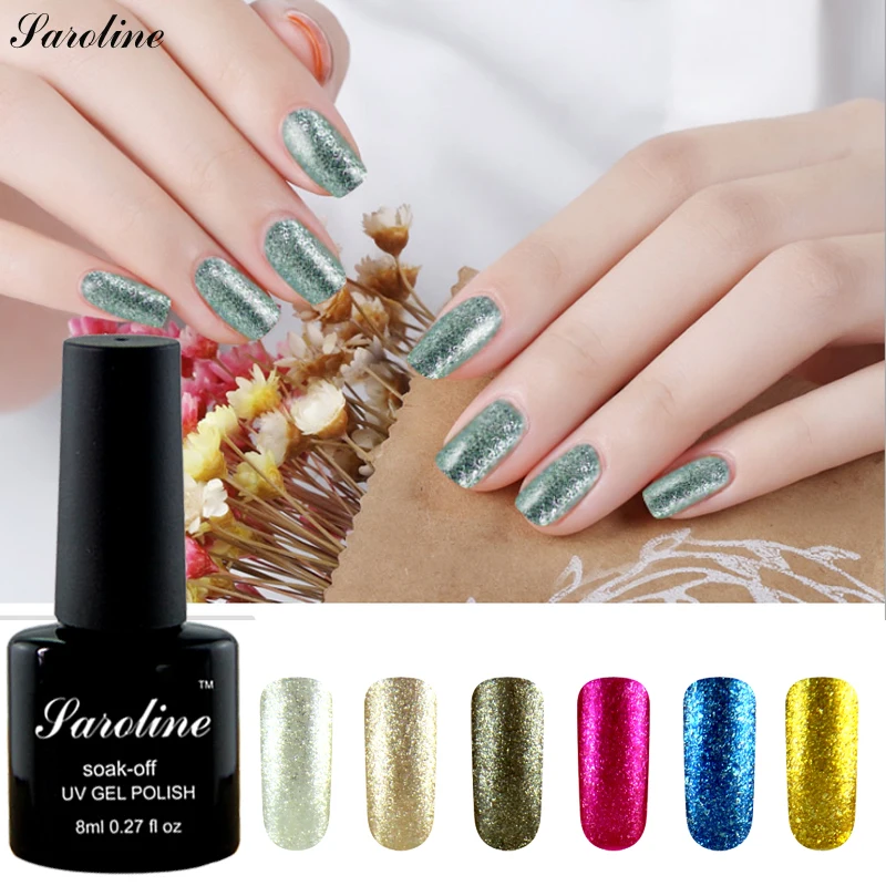 

Saroline Shiny UV Gel Polish Diamond Glitter Sequins Platinum Gel Nail Polish New Arrival Product Platinum Starlight Nail Gel