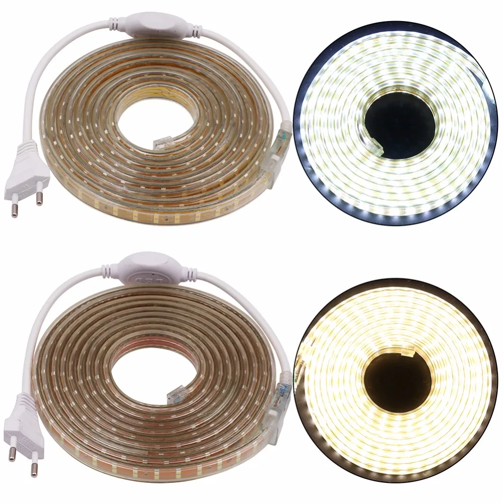 СВЕТОДИОДНАЯ лента SMD 2835 220 в 240 В 156 светодиодов/м водонепроницаемая светодиодная