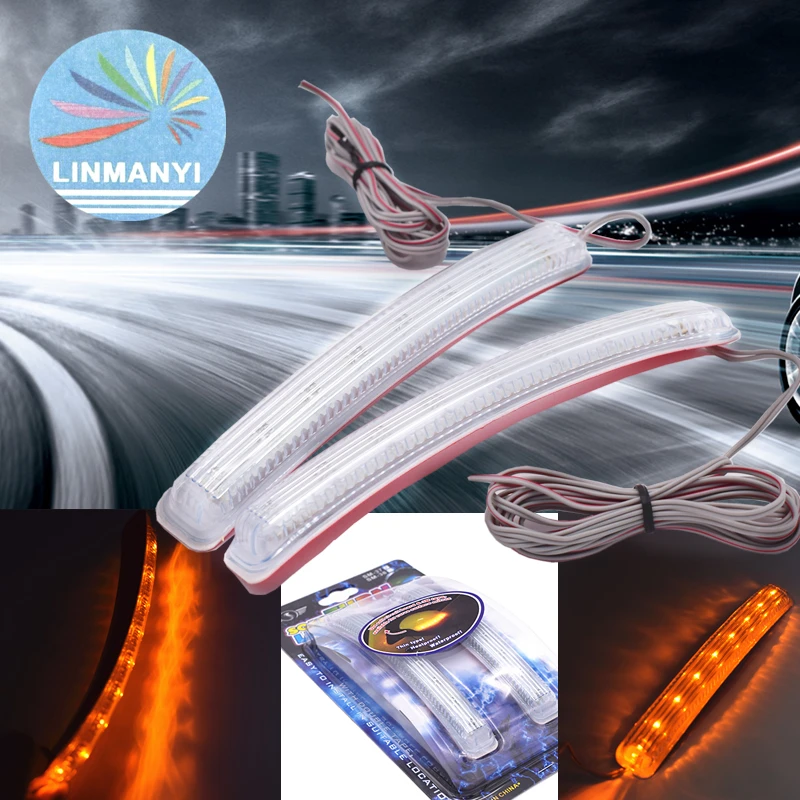 

2PCS Universal Car Vehicle 12V Turn signal rearview mirror crash light bar lights turn signal Yellow Auto Car L
