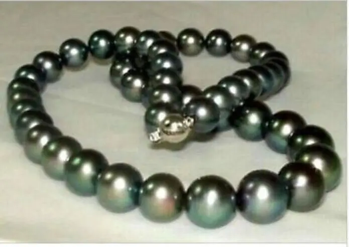 

noble 9-10mm natural south seas peacock green pearl necklace 18inch
